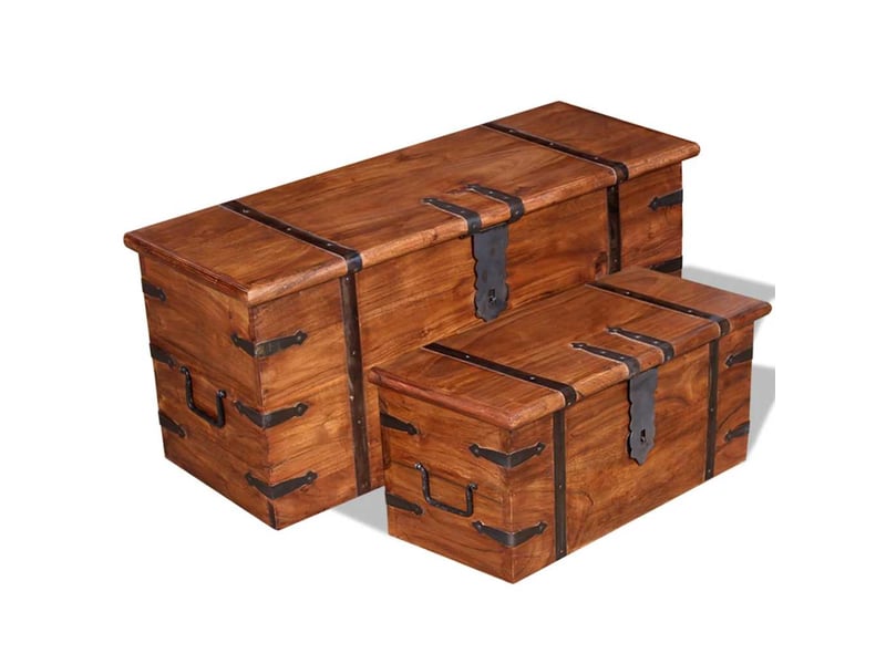  Ensemble de deux coffres de rangement bois massif  - Conforama B