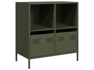 Buffet - bahut - meuble de rangement vert olive 68x39x73,5 cm acier laminé à froid