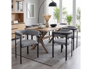 Lot de 6 chaises de salle à manger grises en chenille, dossier haut, confortables et modernes