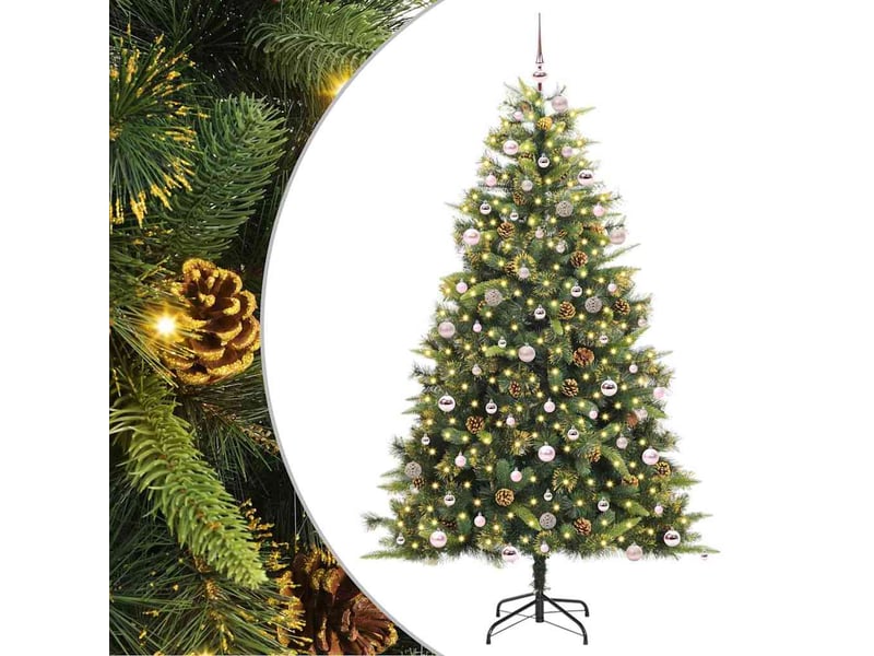 Sapin de noël artificiel, arbre de noël avec branches pliables et cônes vert shl5764 - Conforama A