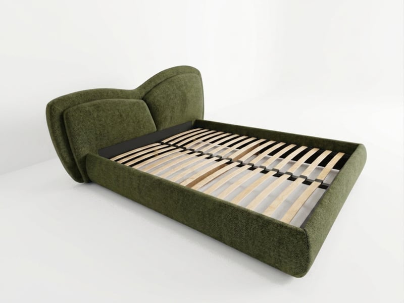  Bobochic lit bas daniela tissu texturé vert foncé 160x200 DANIELA - Conforama B
