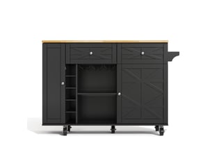 Desserte de cuisine 120x70x89 cm plateau rabattable mdf noire