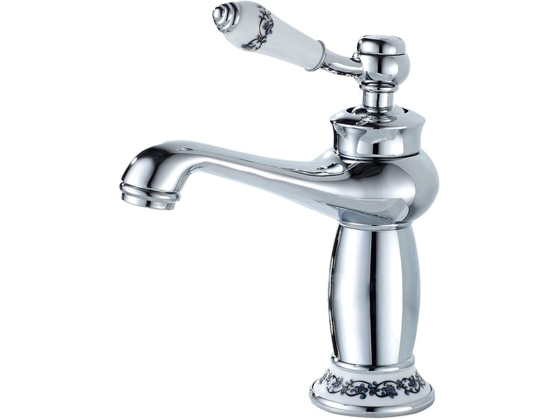  Robinet de lavabo monocommande, robinet d'évier à col long, design floral rétro, avec arrivées d'eau chaude et froide, convient aux cuisines et salle  - Conforama A