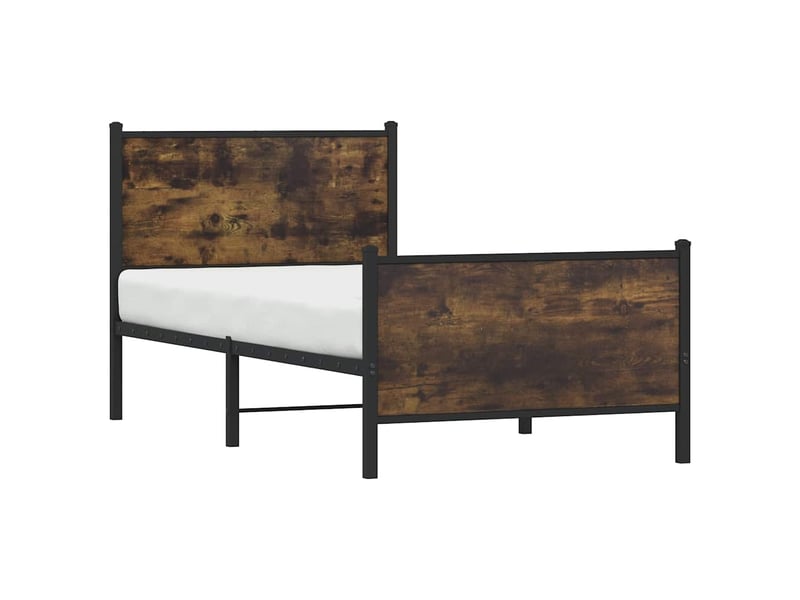 Lit simple- lit adulte - cadre de lit en métal sans matelas chêne fumé 80x200 cm - Conforama C