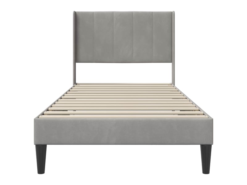  Lit simple- lit adulte -  cadre de lit avec tête de lit gris clair 80 x 200 cm velours  - Conforama C