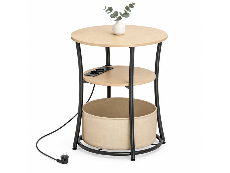  Bout de canapé rond avec prises et rangement ø 50 cm evryae  - Conforama A