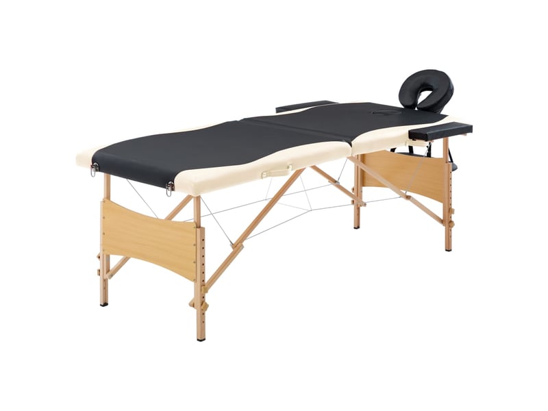  Table de massage pliable 2 zones bois noir et beige 02_0001814  - Conforama A