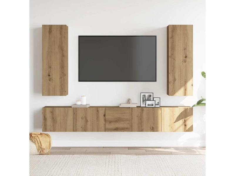  Ensemble de meuble tv - banc tv - meuble de rangement mural 5 pcs chêne artisanal  - Conforama C