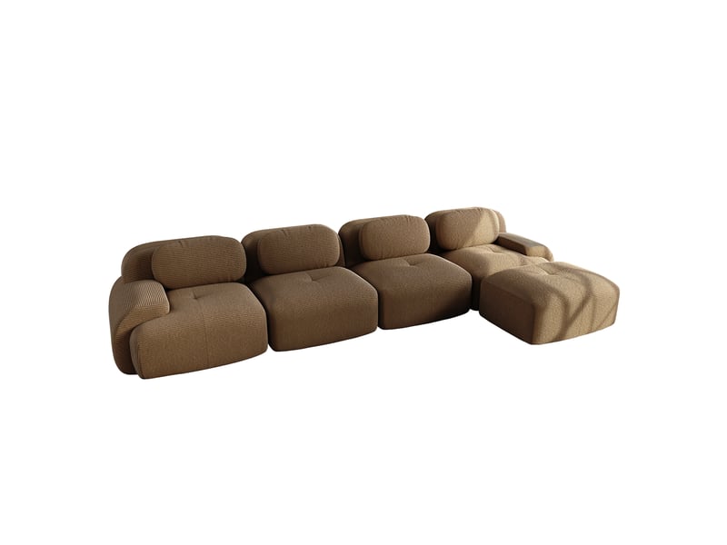 Canapé d'angle, canapé modulable, 4 places, marron, livré monté, sans structure, pour salon, home cinéma, bureau - Conforama E
