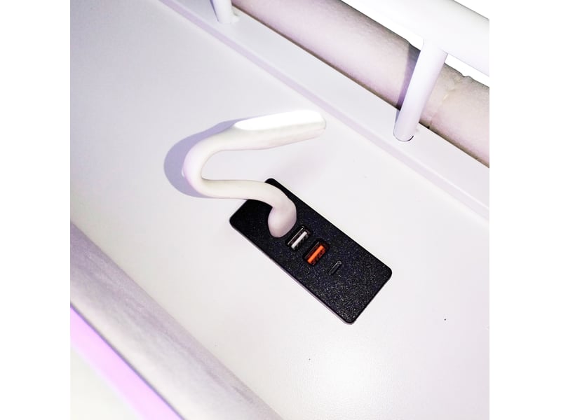  Lit coffre 2 places 140x200 cm en velours beige avec led, usb et rangement hydraulique, sans matelas  - Conforama D