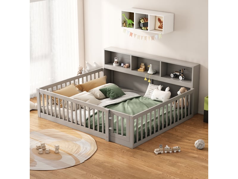  Lit en pin gris 140x200 cm  - Conforama D