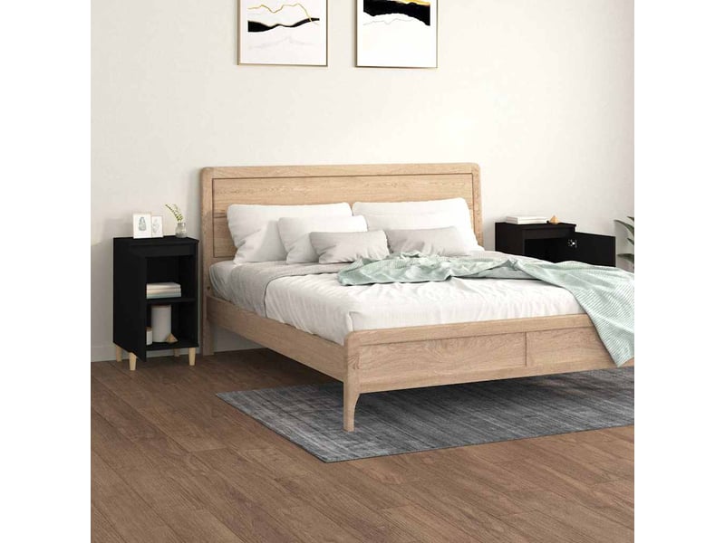  Lot de 2 tables de chevet - cabinet de chevet - table de nuit noir 40x35x70 cm bois d'ingénierie  - Conforama B