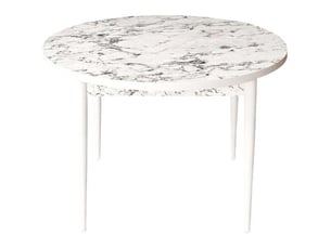 Table de repas ronde avec pieds métal tor blanc marbré