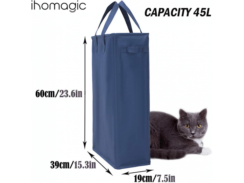 Paniers à linge avec poignées bleu foncé panier à linge pliable mince sac à linge en tissu oxford rectangulaire paniers sac de rangement - Conforama B