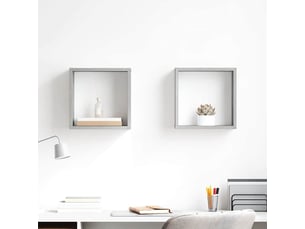 Lot de 2 étagères cube murales, armoires de rangement gris béton 30x15x30 cm cf42736