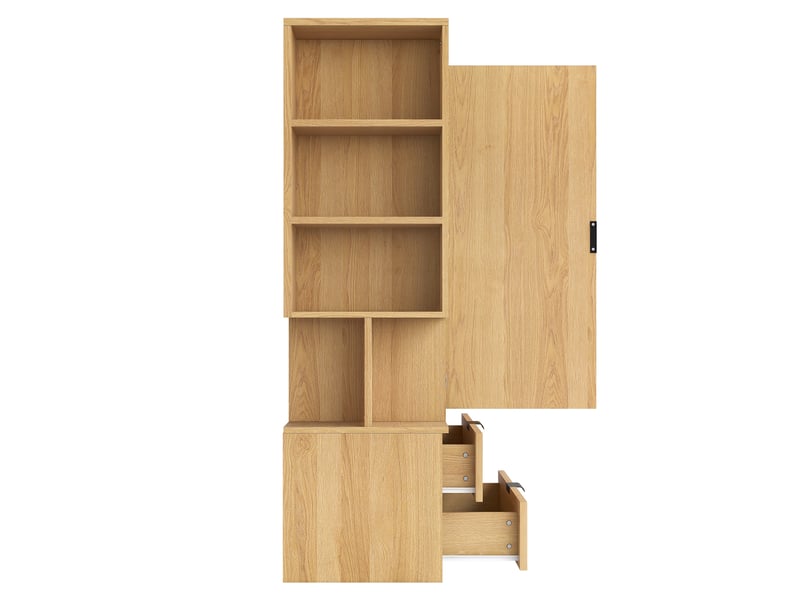  Armoire une porte 70 × 50 × 170 cm – avec 2 tiroirs – avec étagères réglables en hauteur – naturel  - Conforama W
