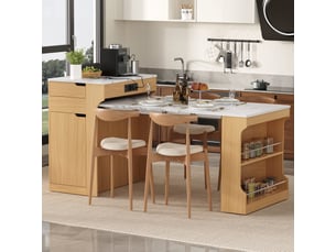 Îlot de cuisine 80x56.2x93 cm - extensible - grand rangement - sur roulettes - étagères réglables - avec tiroirs - mdf - gain de place - gris