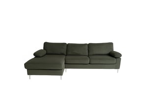 Canapé d'angle gauche fixe <strong>CONCEPT USINE</strong> <strong></strong> 5 places Velours Vert