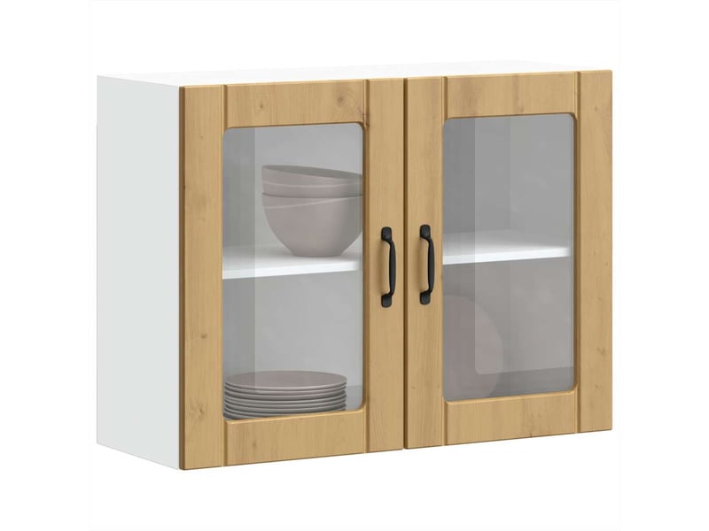  Meuble de rangement, armoire murale de cuisine avec porte en verre lucca  - Conforama E