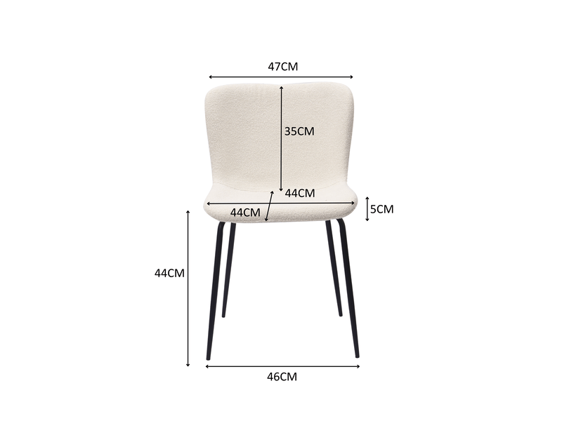  Chaises de salle à manger modernes, dossier haut arrondi, tissu et métal, lot de 2  - Conforama C