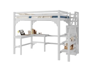 Lit mezzanine 140x200 cm REDOM coloris blanc
