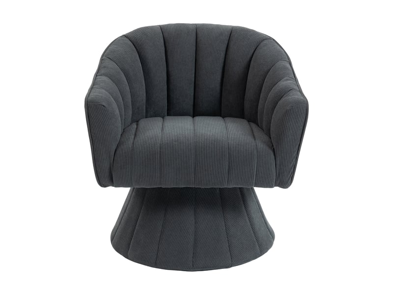 Fauteuil pivotant 360° gris foncé, dossier ergonomique, accoudoirs et base stable - Conforama A