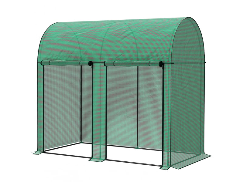 Serre d'extérieur avec 2 portes enroulables à fermeture éclair, structure en acier et bâche en pe, 200 x 100 x 178 cm, verte - Conforama B