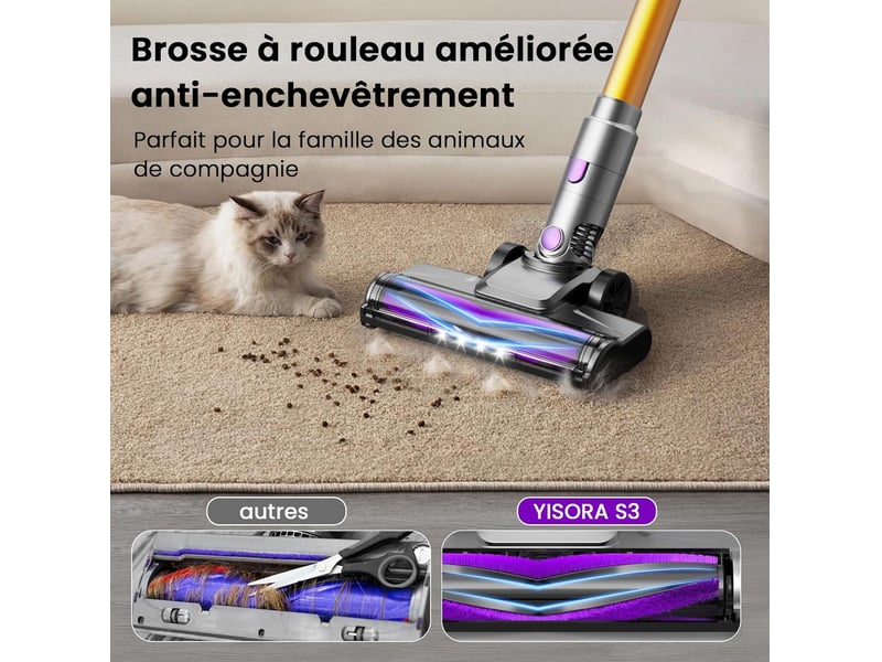  Aspirateur balai sans fil 6 en 1 violet et or, 40 000 pa, 300 w  - Conforama E