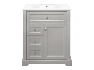 Meuble salle de bain avec lavabo 76x46x87cm, meuble sous vasque sur pied en mdf gris, tiroirs et étagère