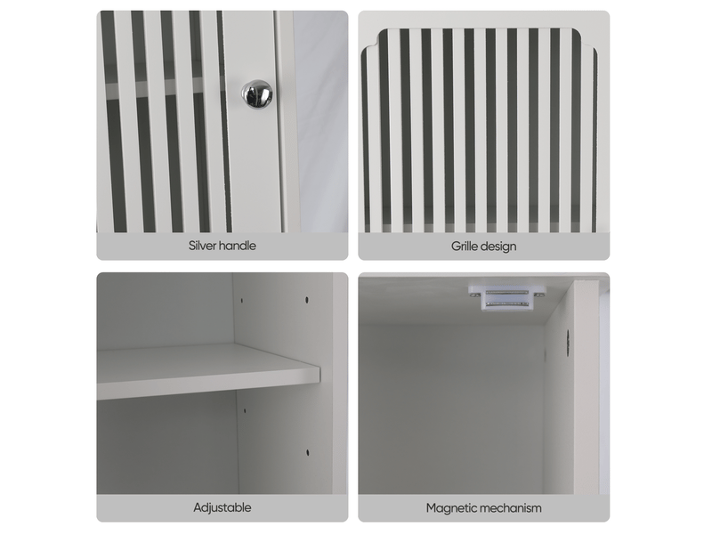  Armoire de salle de bains 36x30x163 cm à poser, tablettes réglables, mdf, blanc  - Conforama D