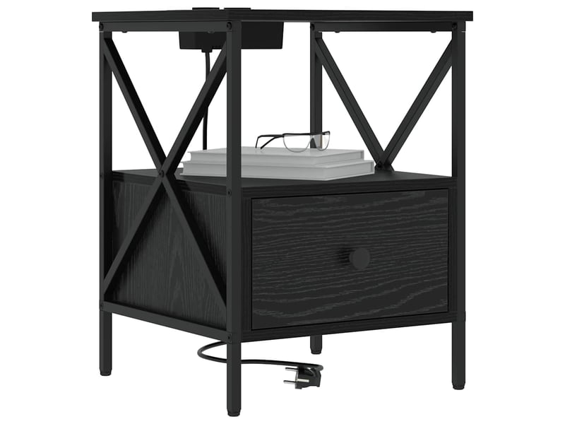 Table de chevet 2 pièces chêne noir 41,5 x 40,5 x 55 cm  - Conforama C