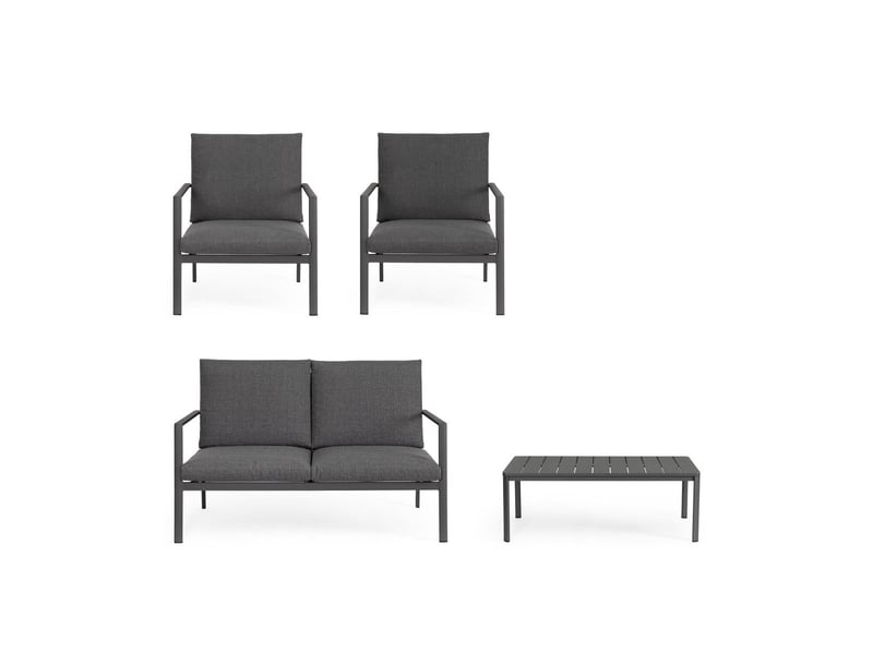  Salon de jardin moderne chaises canapé table basse en aluminium konnor - anthracite  - Conforama E
