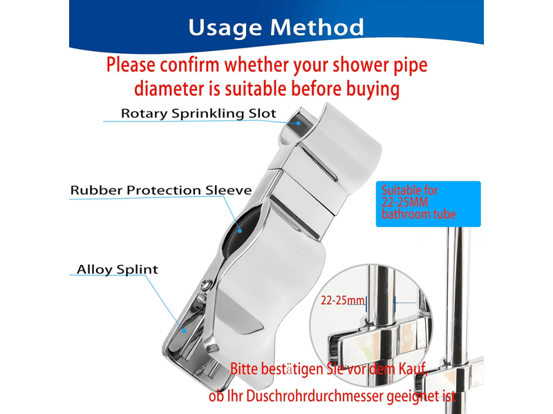  Support douchette,support pommeau de douche,barre de douche support douchette sans percage,45°clamp douchette réglable  - Conforama D