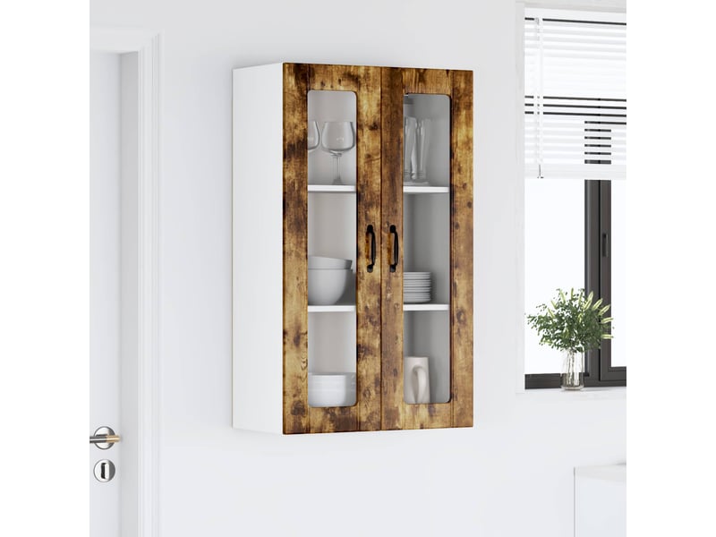  Meuble mural de cuisine, cabinet en verre mural chêne fumé 60x31x100cm shl8610  - Conforama D