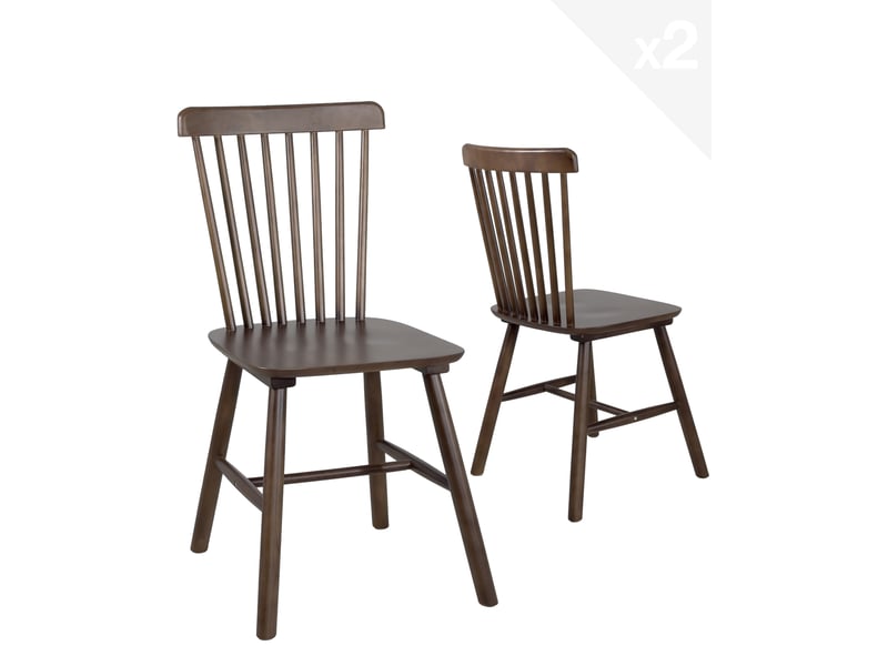  Lot de 2 chaises bistrot mona en bois massif d’hévéa finition bois foncé 432-MONA - Conforama A