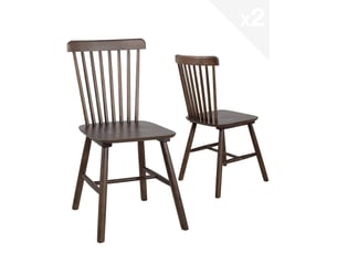 Lot de 2 chaises bistrot mona en bois massif d’hévéa finition bois foncé