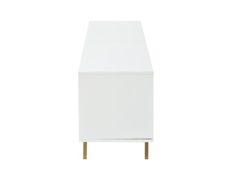  Meuble tv avec 4 portes et 8 compartiments, 5 pieds en métal, blanc et doré pour salon, 190 x 40 x 51,5 cm  - Conforama R