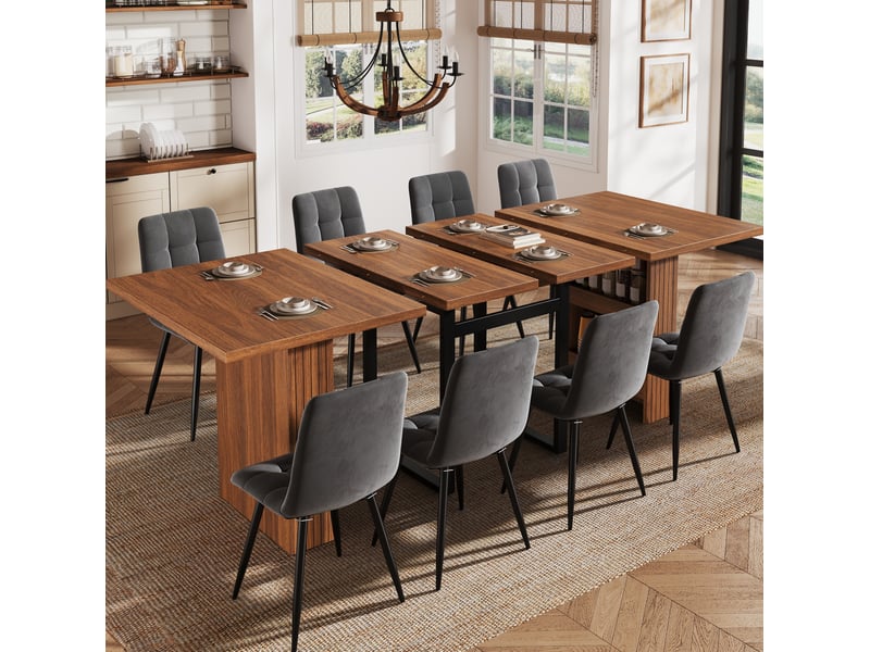 Table à manger extensible 120-200x80 cm mdf marron foncé avec rangement - Conforama D