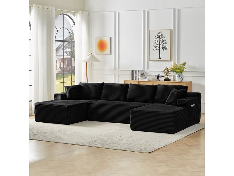 Canapé modulable, canapé de salon, pour salon, en velours tricoté, assise profonde, usage quotidien, sans structure - Conforama C