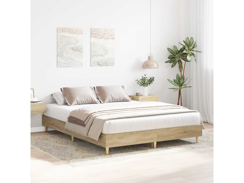  Lit double- lit adulte -  cadre de lit sans matelas chêne sonoma 140x200 cm  - Conforama B