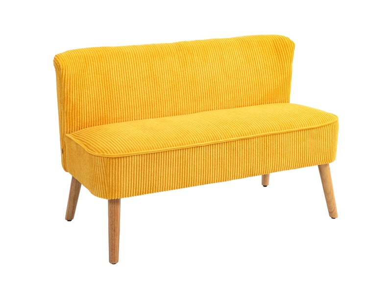  Canapé 2 places structure en bois tissu jaune 117 x 56,5 x 77 cm  - Conforama B