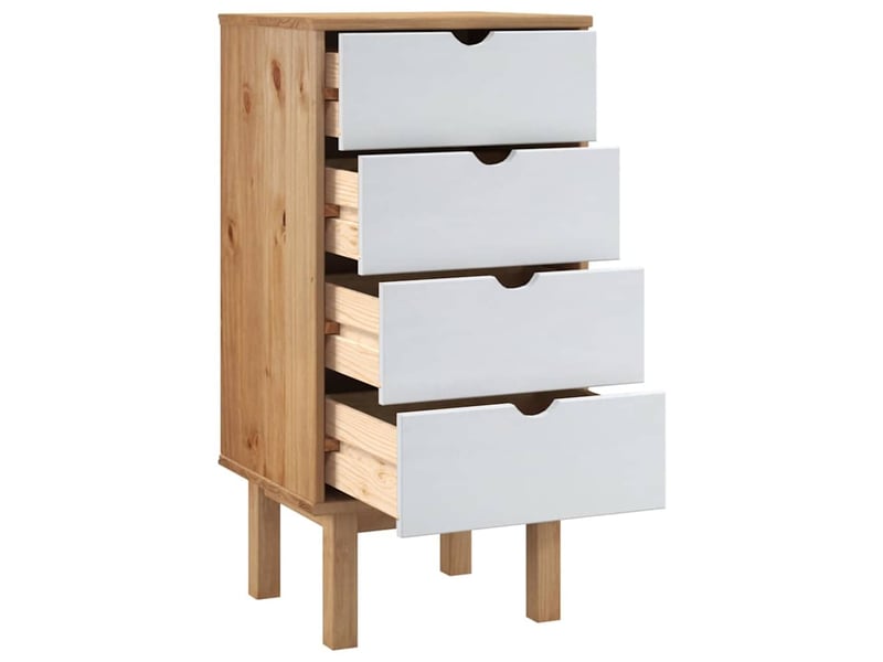  Commode, armoire à tiroirs bureau otta marron et blanc 45x39x90 cm bois de pin massif  - Conforama D