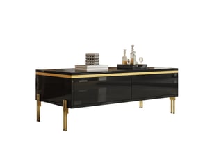 Table basse rectangulaire coloris noir MEUBLIV - 50 cmx100 cm