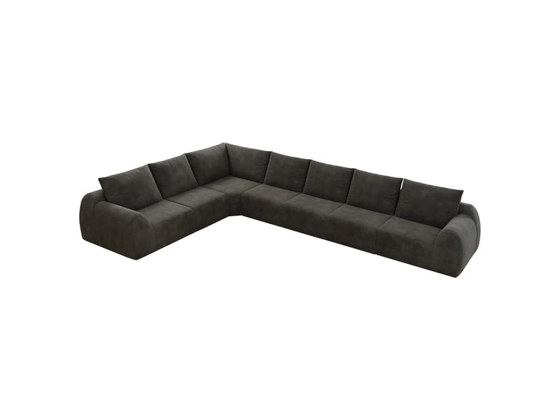  Canapé compressée d'angle en l 401 cm, canapé 7 places en tissu chenille,mousse haute élasticité,sans montage-gris foncé  - Conforama A