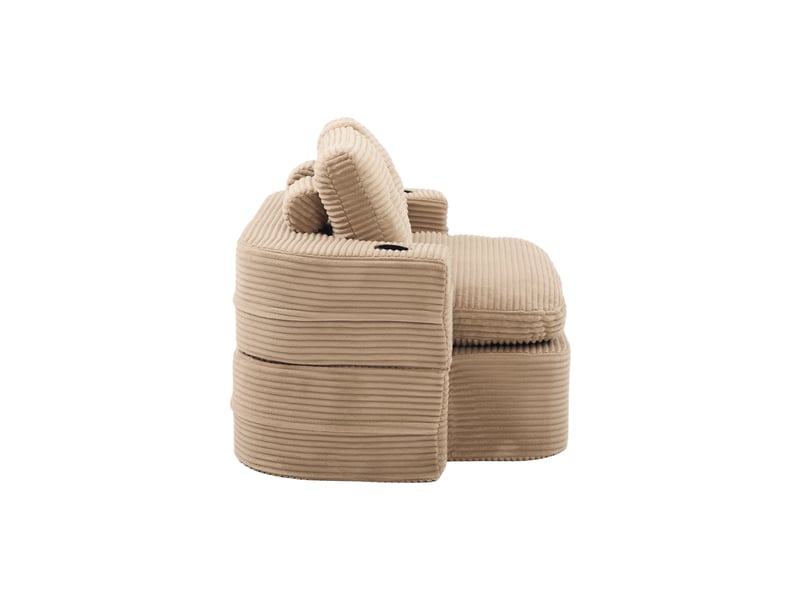  Fauteuil convertible 2 en 1 velours côtelé kaki canapé-lit accoudoirs réglables porte-gobelets dossier haut  - Conforama D