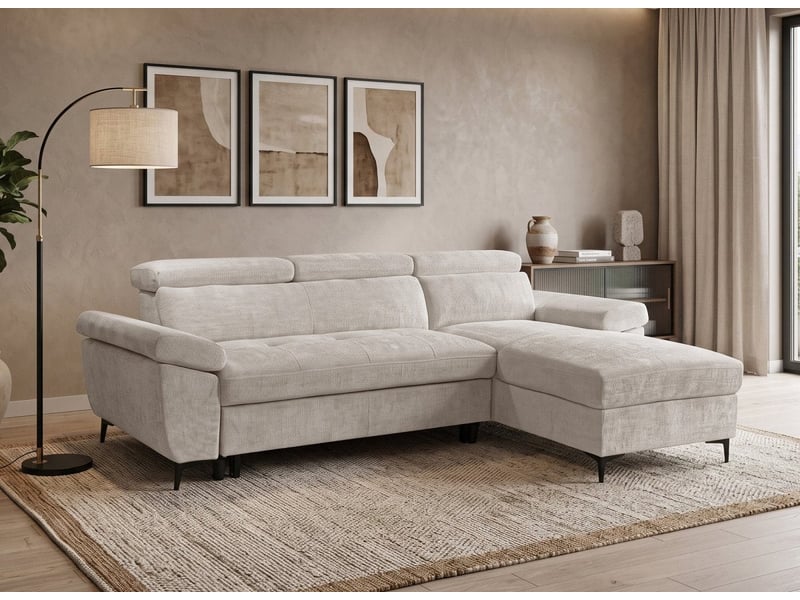  Canapé d'angle convertible en velours chiné beige monica - angle droit KF7420-3M-VELCH-BEI - Conforama B