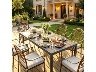 Table de jardin 140x80x72 cm gris foncé, acier galvanisé et pspc, 4 à 6 personnes pour repas en extérieur