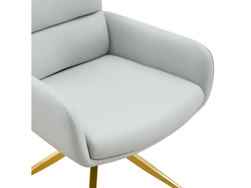  Ensemble table ronde en verre trempé ø85 cm - piètement métallique et 4 chaises pu gris clair pivotantes 360°  - Conforama D