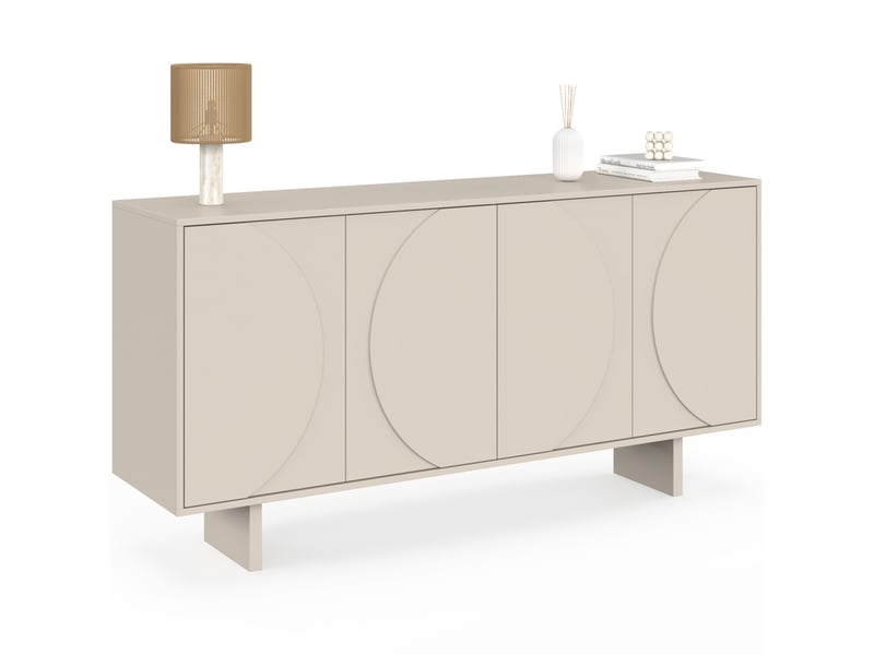  Buffet 160 cm arvin 4 portes avec reliefs arrondis bois coloris beige  - Conforama A