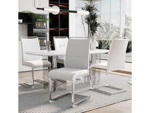 Lot de 4 chaises de salle à manger 42x48x95 cm dossier haut métal blanc